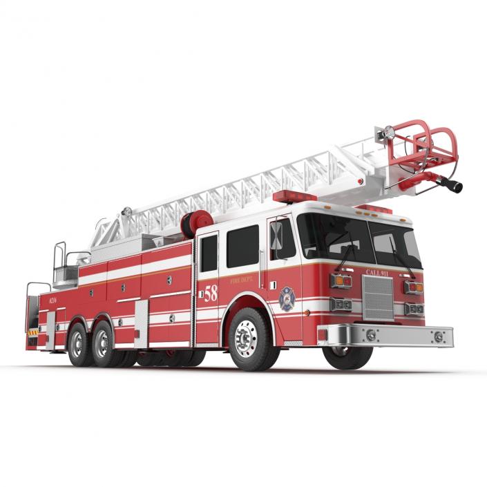 Ladder Fire Truck Rigged 3D model