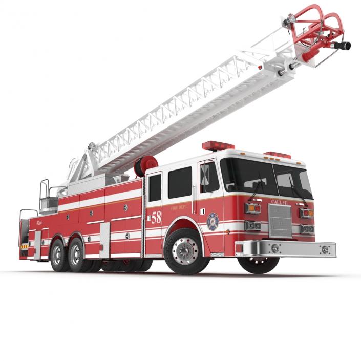 Ladder Fire Truck Rigged 3D model