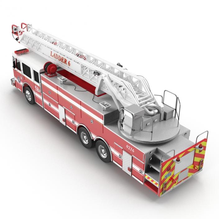 Ladder Fire Truck Rigged 3D model