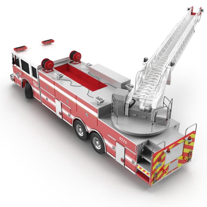 Ladder Fire Truck Rigged 3D model