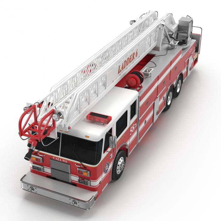 Ladder Fire Truck Rigged 3D model