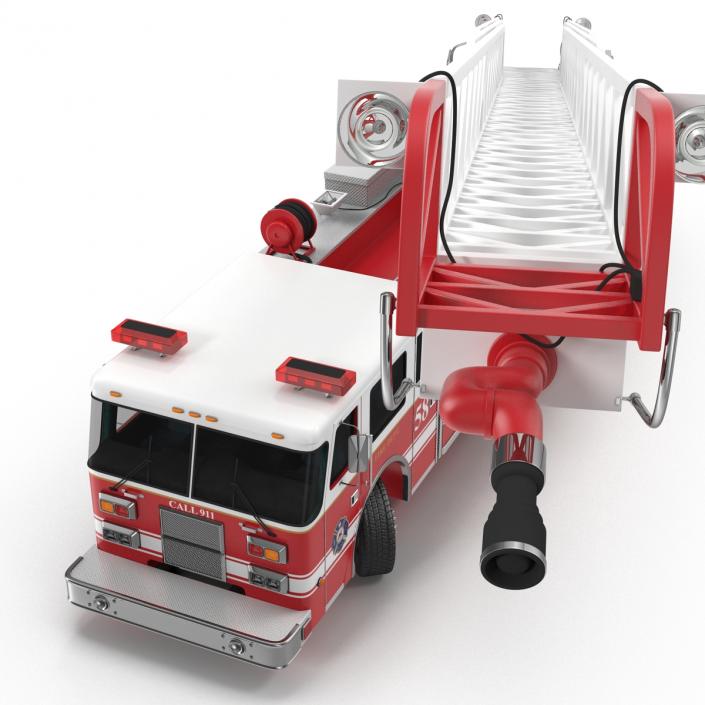 Ladder Fire Truck Rigged 3D model