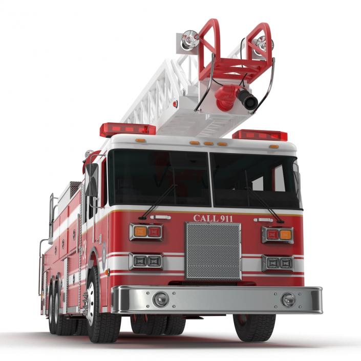 Ladder Fire Truck Rigged 3D model