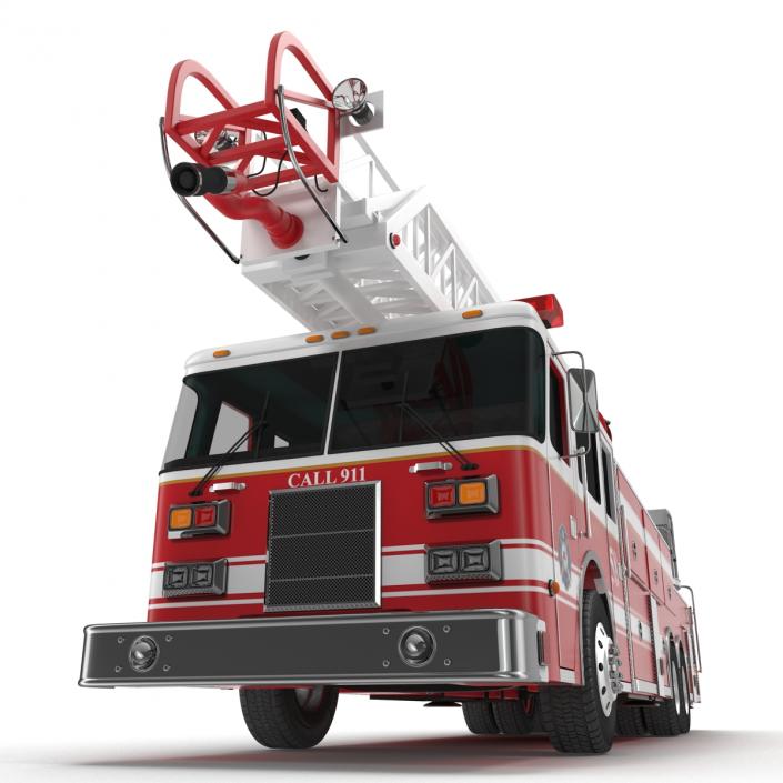 Ladder Fire Truck Rigged 3D model