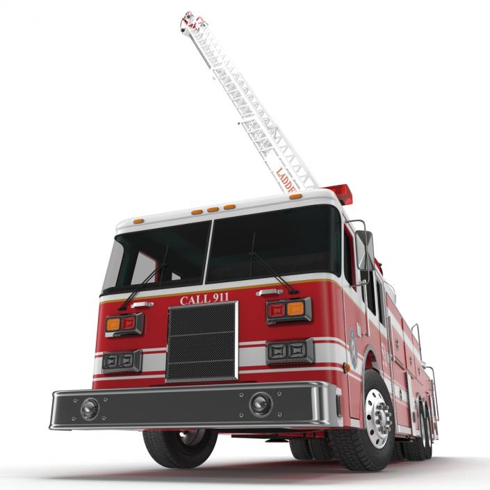 Ladder Fire Truck Rigged 3D model