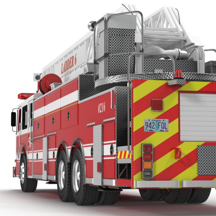 Ladder Fire Truck Rigged 3D model