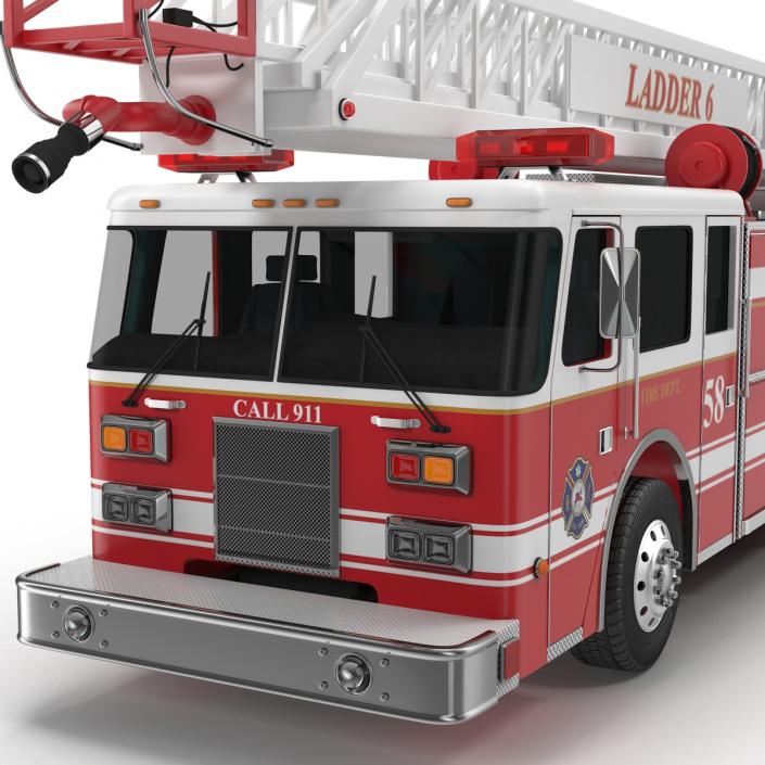 Ladder Fire Truck Rigged 3D model