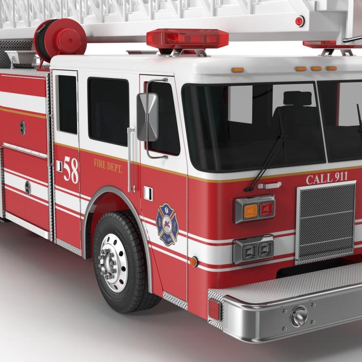 Ladder Fire Truck Rigged 3D model