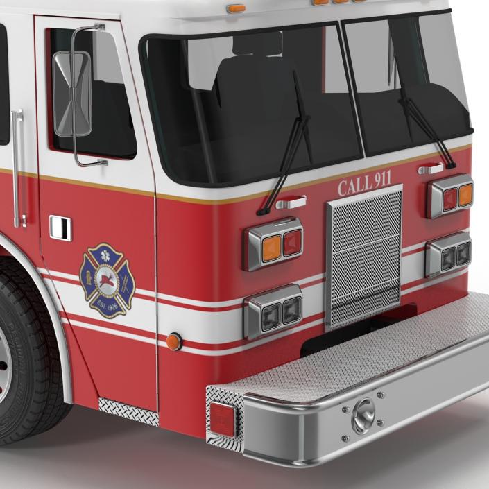 Ladder Fire Truck Rigged 3D model