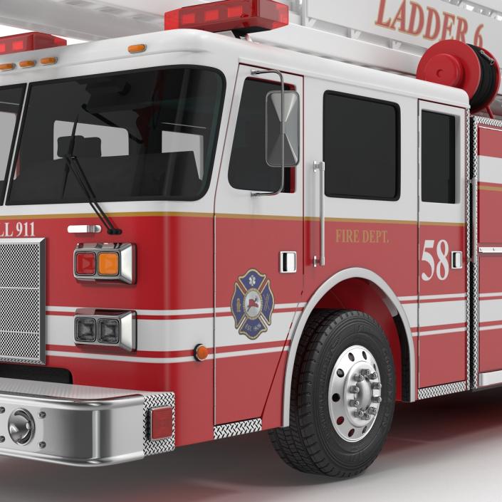 Ladder Fire Truck Rigged 3D model