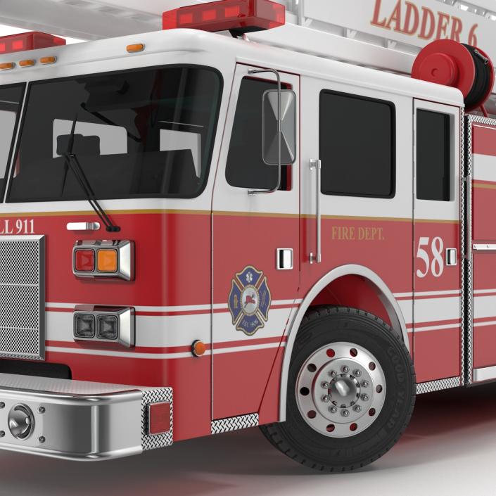 Ladder Fire Truck Rigged 3D model