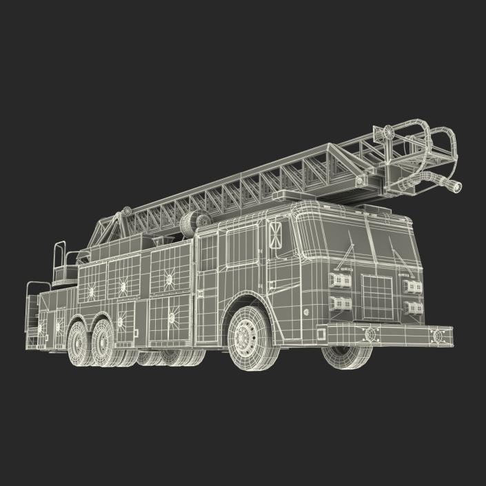 Ladder Fire Truck Rigged 3D model