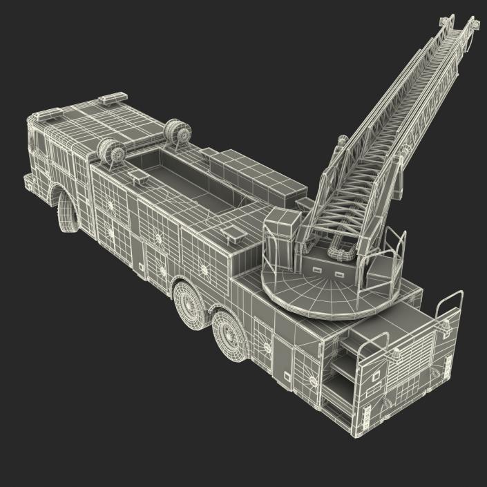 Ladder Fire Truck Rigged 3D model