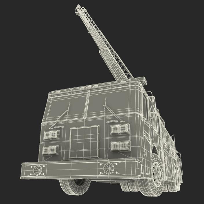 Ladder Fire Truck Rigged 3D model