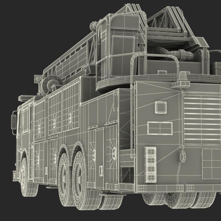 Ladder Fire Truck Rigged 3D model