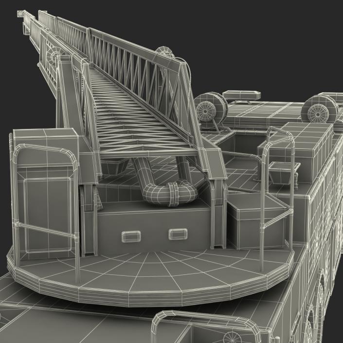 Ladder Fire Truck Rigged 3D model