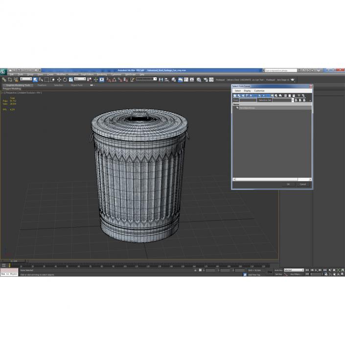 3D Galvanized Steel Garbage Can model