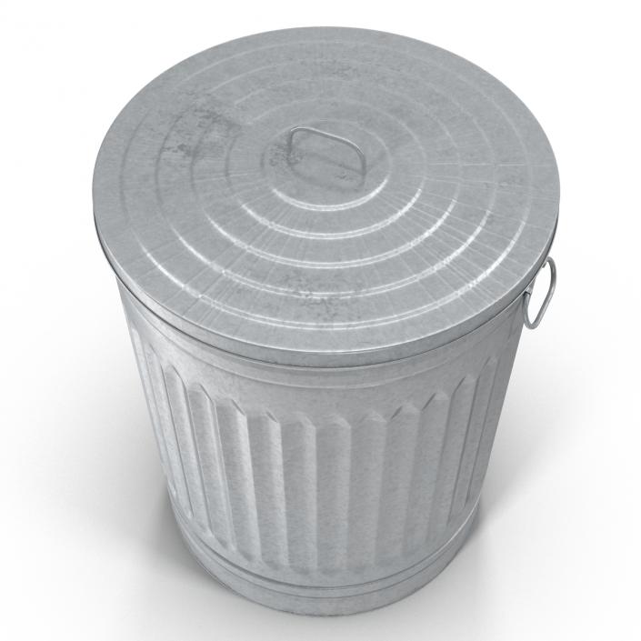 3D Galvanized Steel Garbage Can model