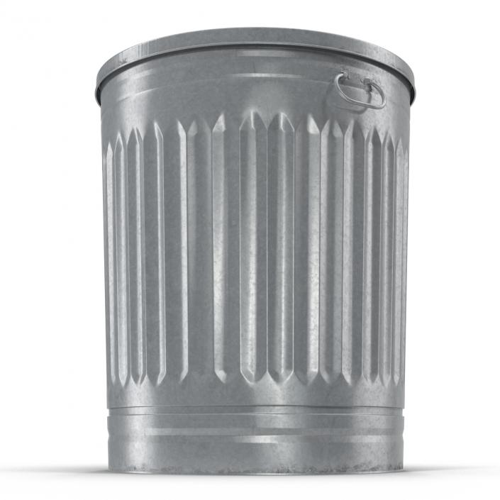 3D Galvanized Steel Garbage Can model