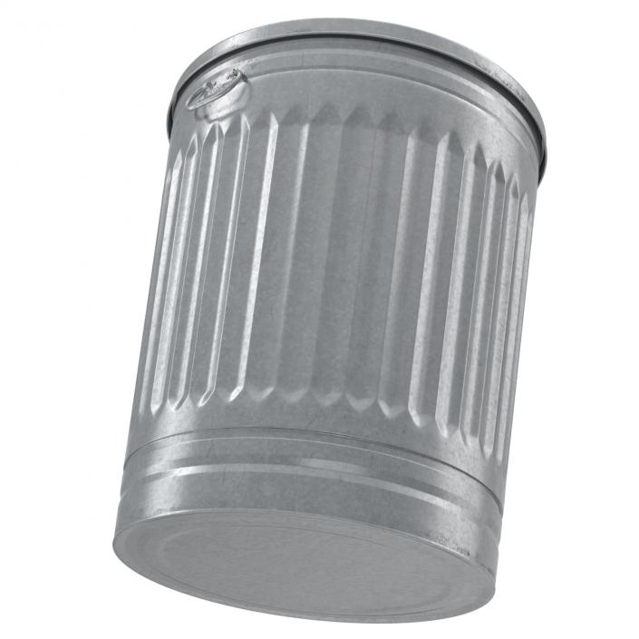 3D Galvanized Steel Garbage Can model