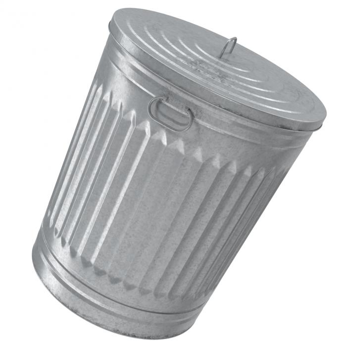 3D Galvanized Steel Garbage Can model