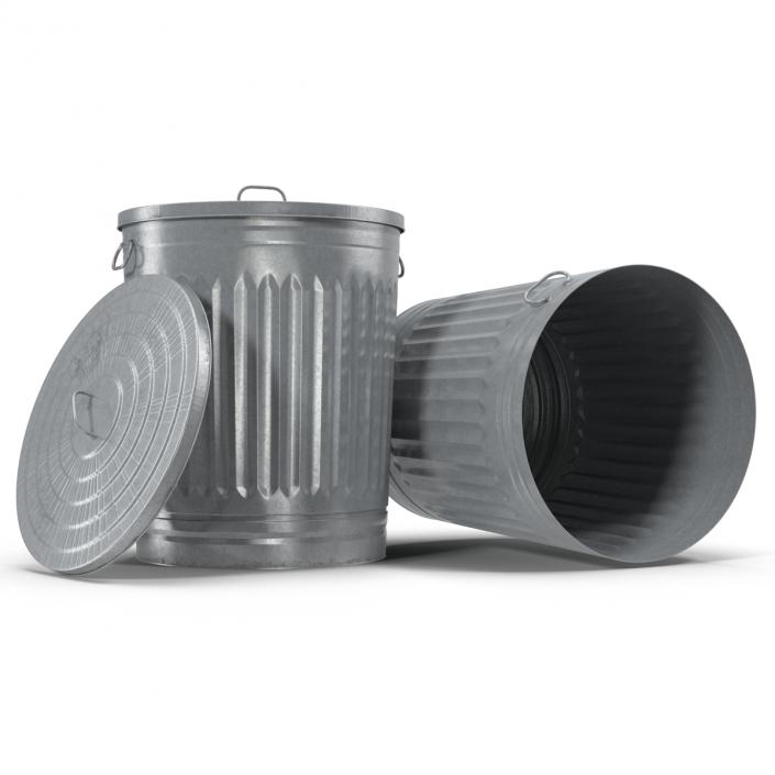 3D Galvanized Steel Garbage Can model