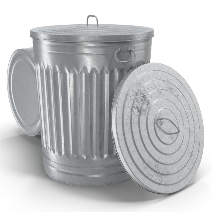 3D Galvanized Steel Garbage Can model