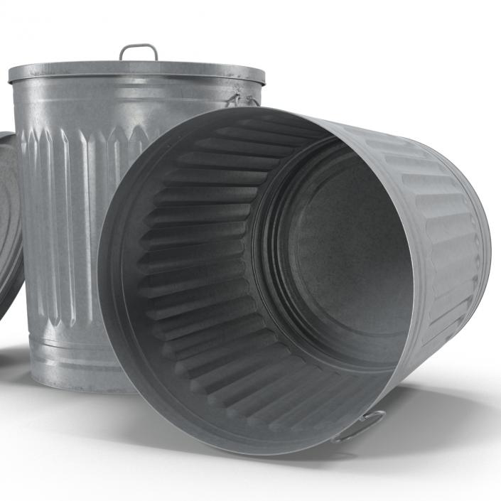 3D Galvanized Steel Garbage Can model