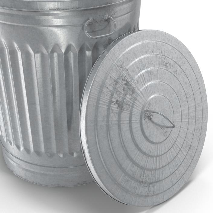 3D Galvanized Steel Garbage Can model