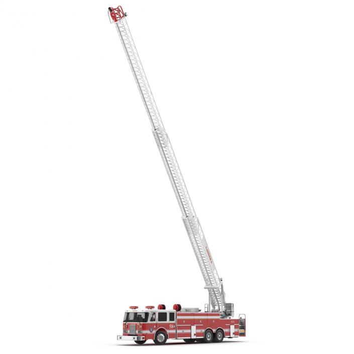 Ladder Fire Truck Rigged 3D model