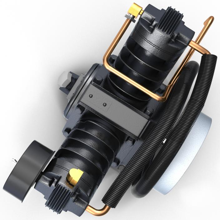 3D Twin Cylinder Air Compressor Pump model