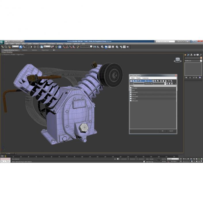 3D Twin Cylinder Air Compressor Pump model