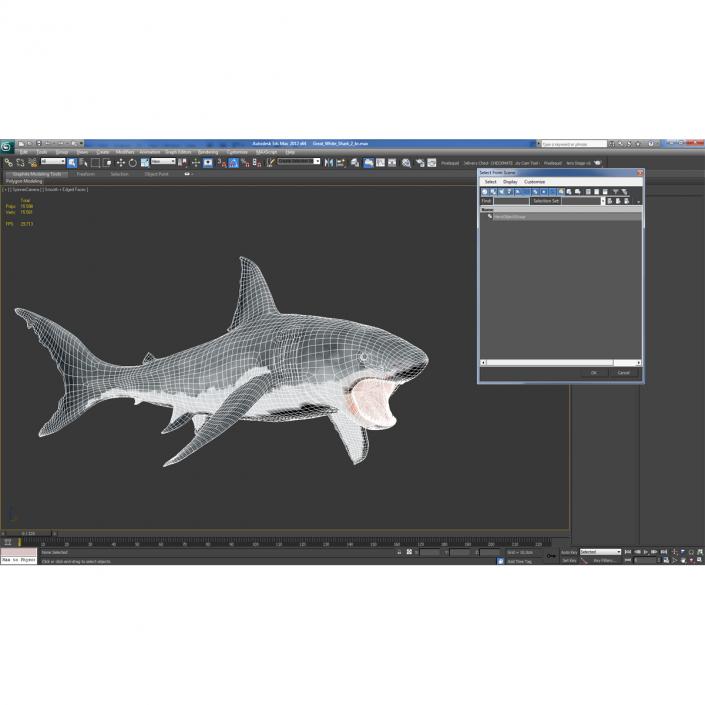 Great White Shark Attacking Pose 3D