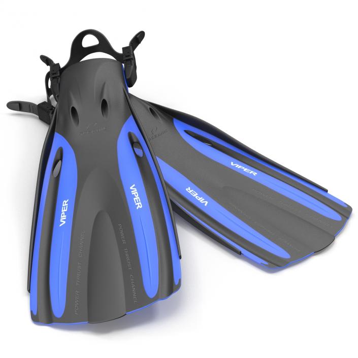 3D Oceanic Viper Fins Blue model