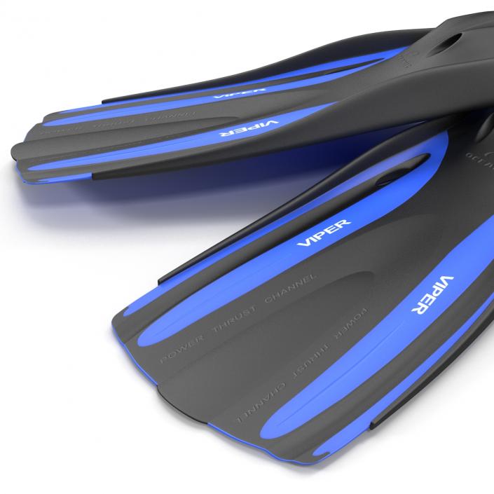 3D Oceanic Viper Fins Blue model