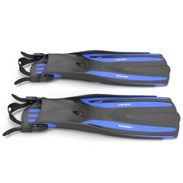 3D Oceanic Viper Fins Blue model