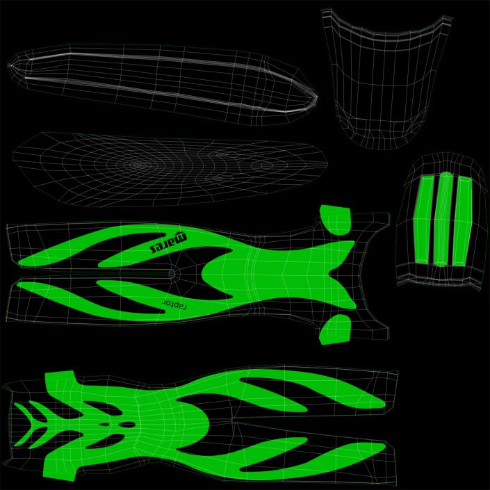 Swim Fins 3 Green 3D