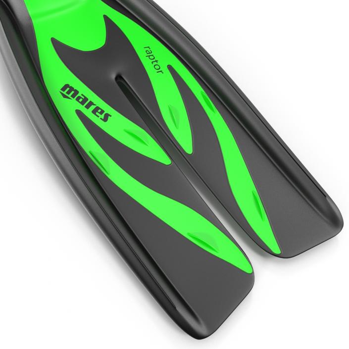 Swim Fins 3 Green 3D