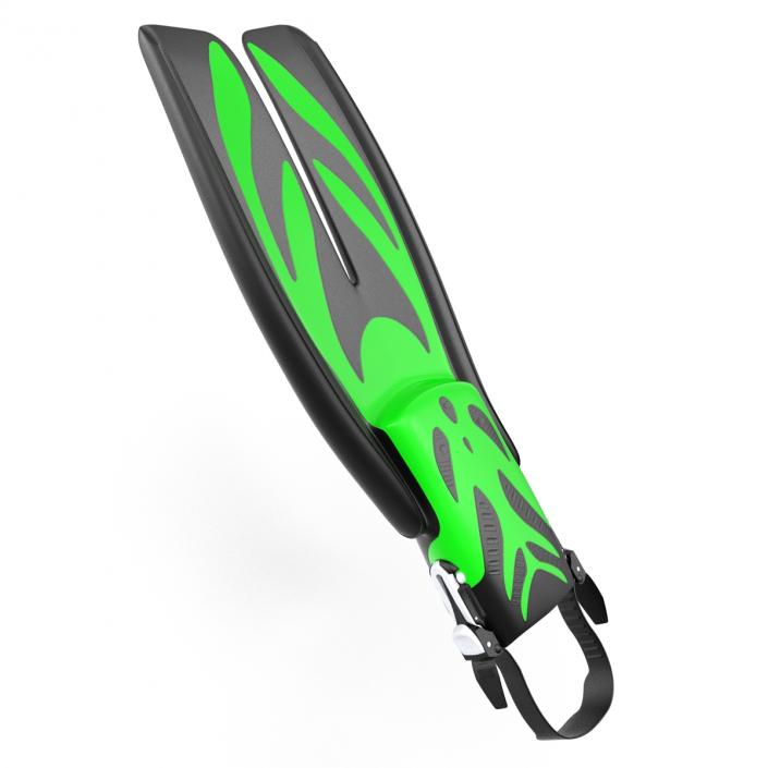 Swim Fins 3 Green 3D