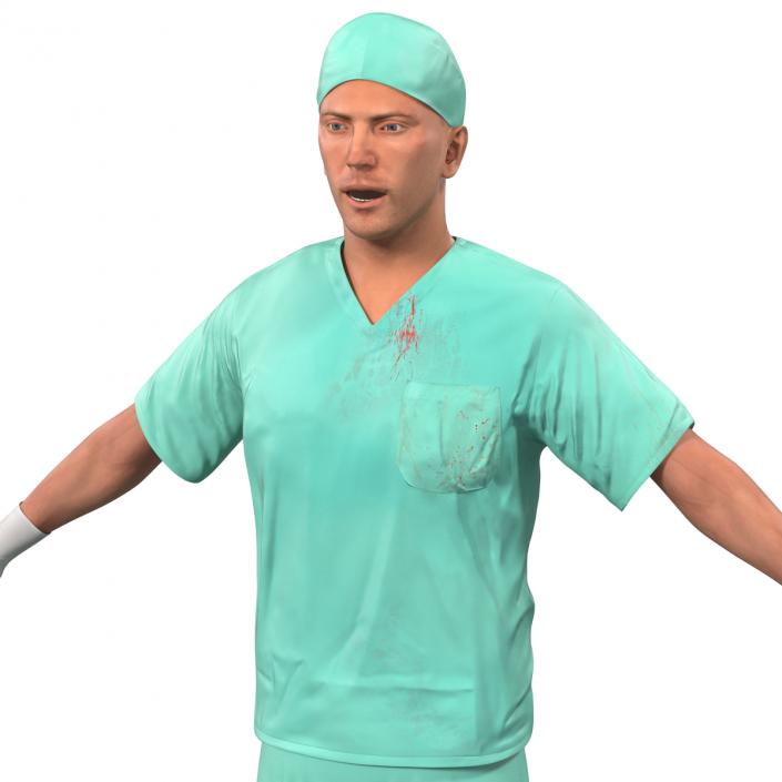 Male Surgeon Caucasian Rigged 2 with Blood 3D