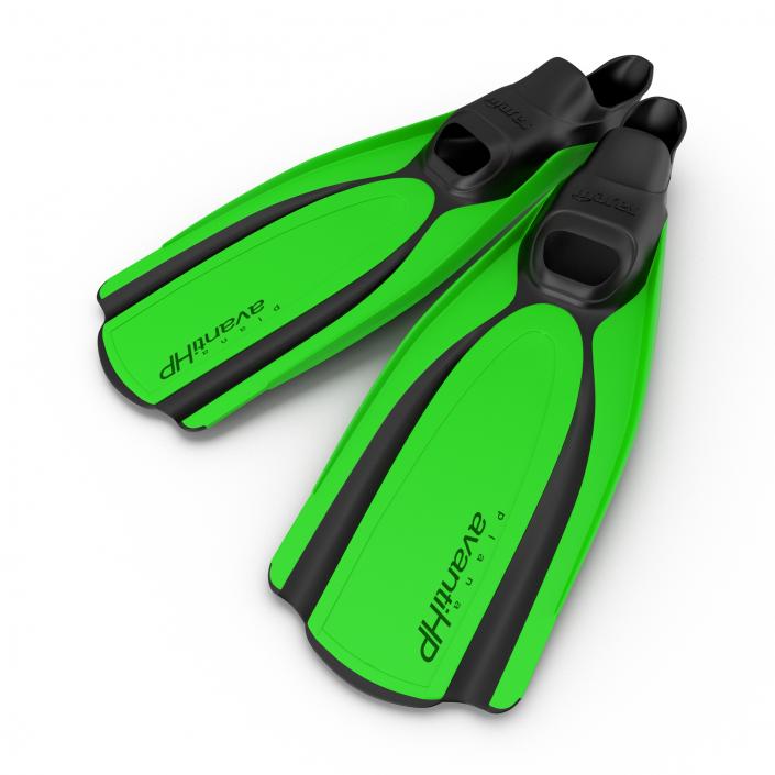 Swim Fins 2 Green 3D