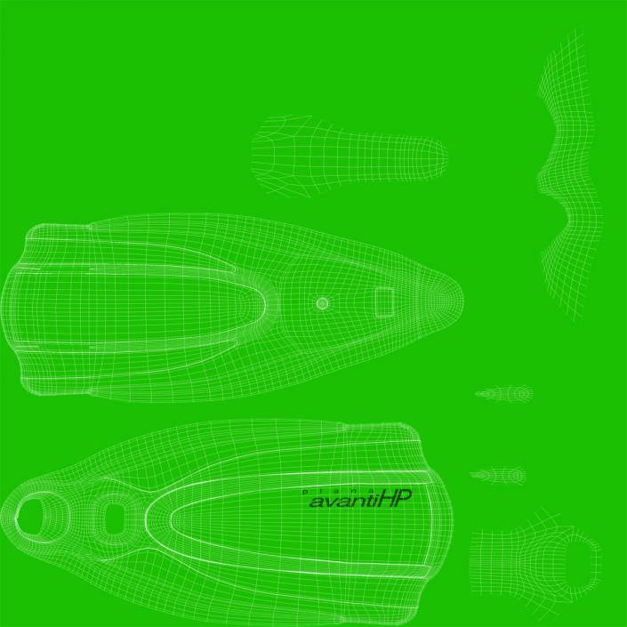 Swim Fins 2 Green 3D