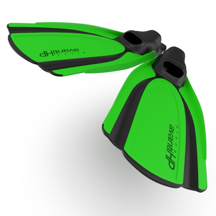 Swim Fins 2 Green 3D