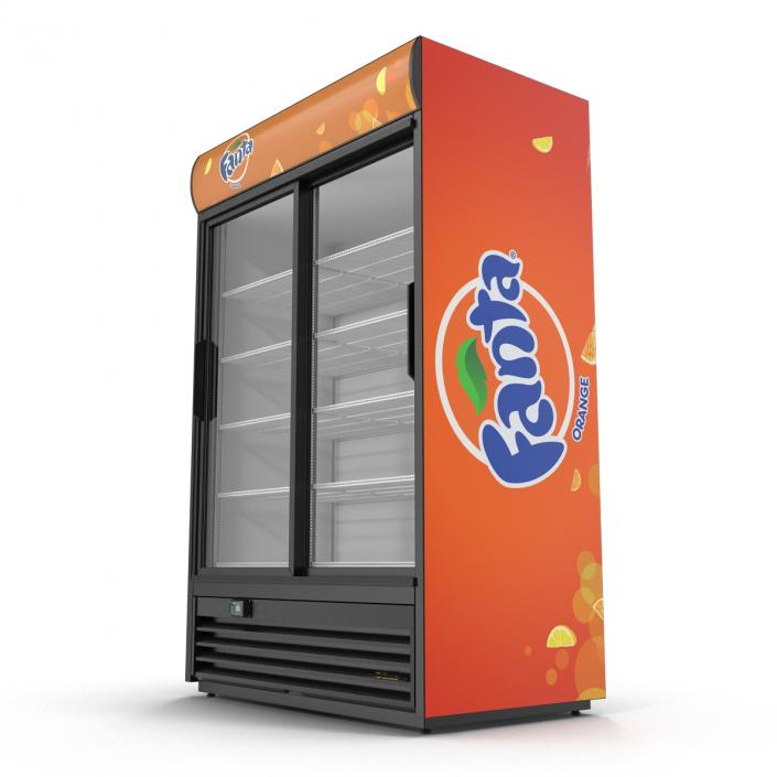 3D Fanta Double Door Display Refrigerator model