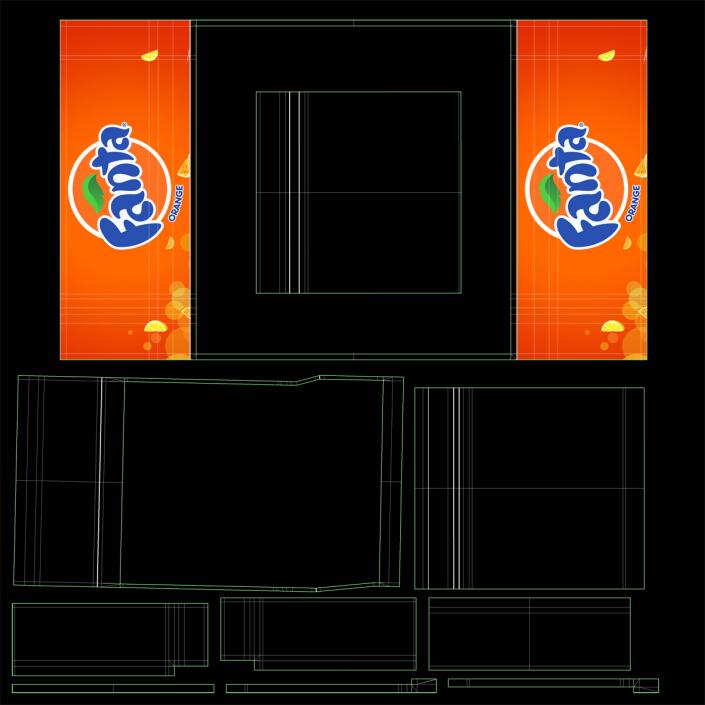 Fanta Three Door Display Refrigerator 3D