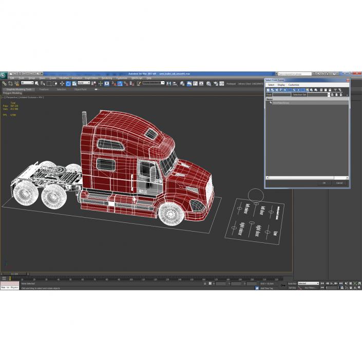 3D model Semi Trailer Truck Rigged