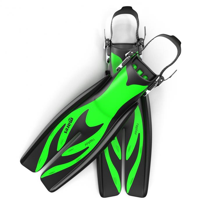 Swim Fins 3 Green 3D