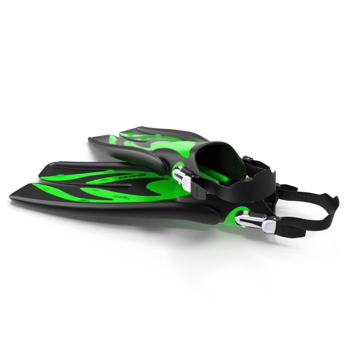 Swim Fins 3 Green 3D