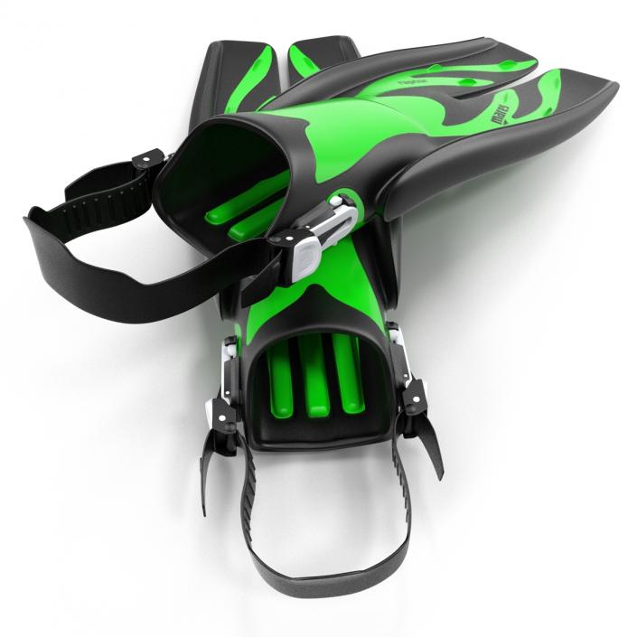 Swim Fins 3 Green 3D