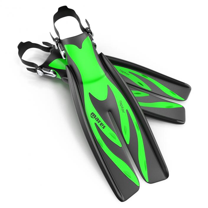 Swim Fins 3 Green 3D